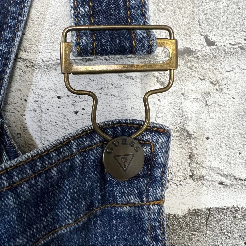 Guess Distressed Denim Straight Leg Jean Overalls - Picture 5 of 12